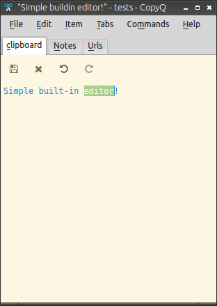 CopyQ built-in text editor for clipboard items